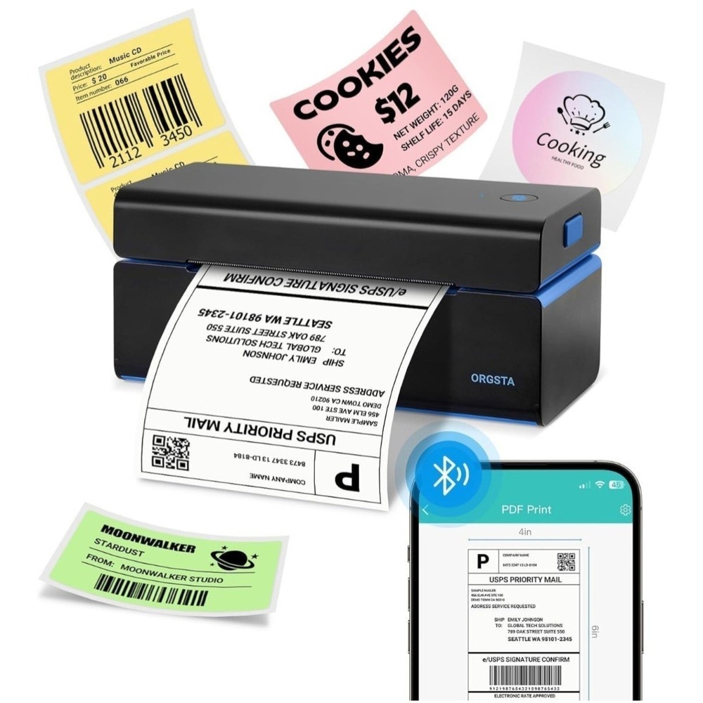 Orgsta Wireless Bluetooth 4x6 Business Barcode Thermal Label Printer Red